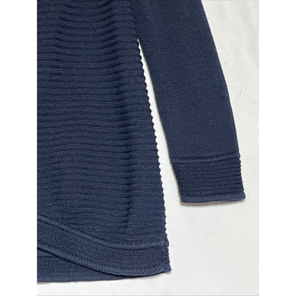 Talbots Ribbed Shawl Collar Cardigan Womens Small Navy Blue Open Knit Sweater - Picture 4 of 10